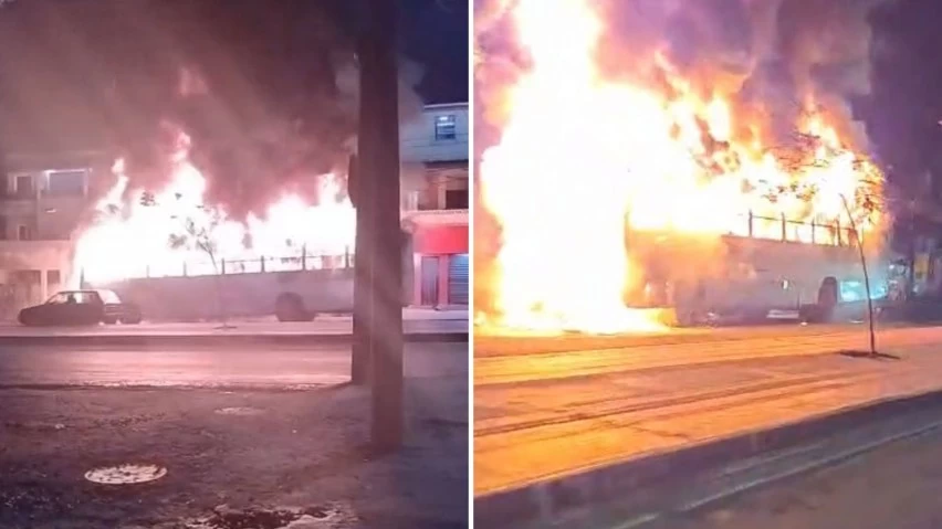 Ônibus é destruído por incêndio na Avenida Suburbana e assusta moradores de Plataforma
